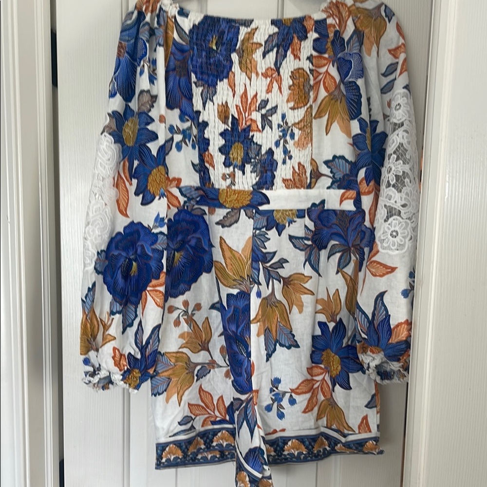 FARM Rio Floral Long Sleeve Dress - Blue, Yellow, White - Picture 5 of 9